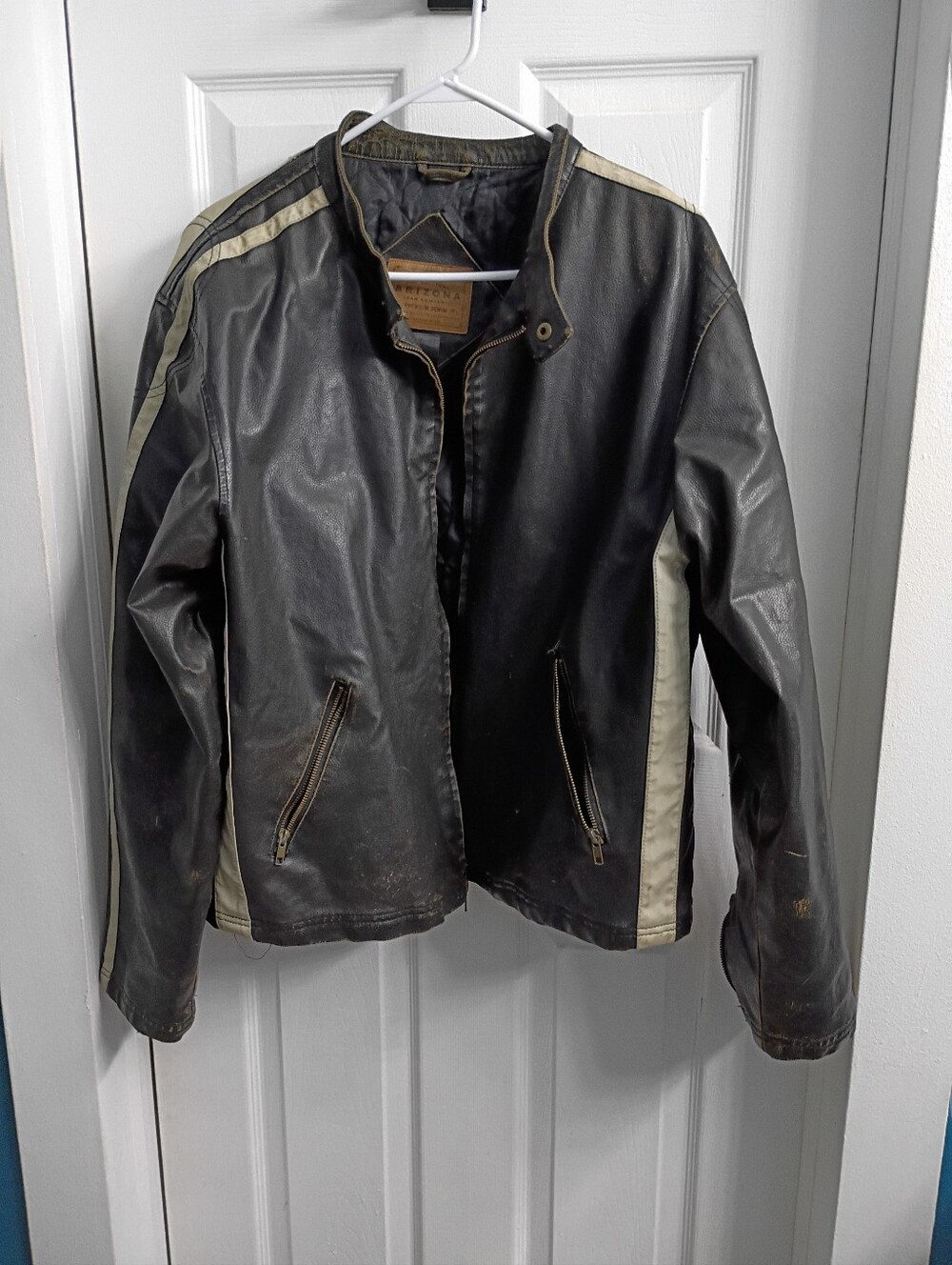 Vintage Worn In Arizona Jean Company Black Jacket with Cream Side Stripes
